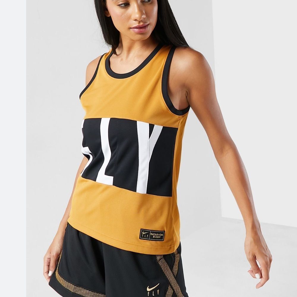 NWT Nike Dri-Fit Gold Swoosh Fly Athletic Tank Top